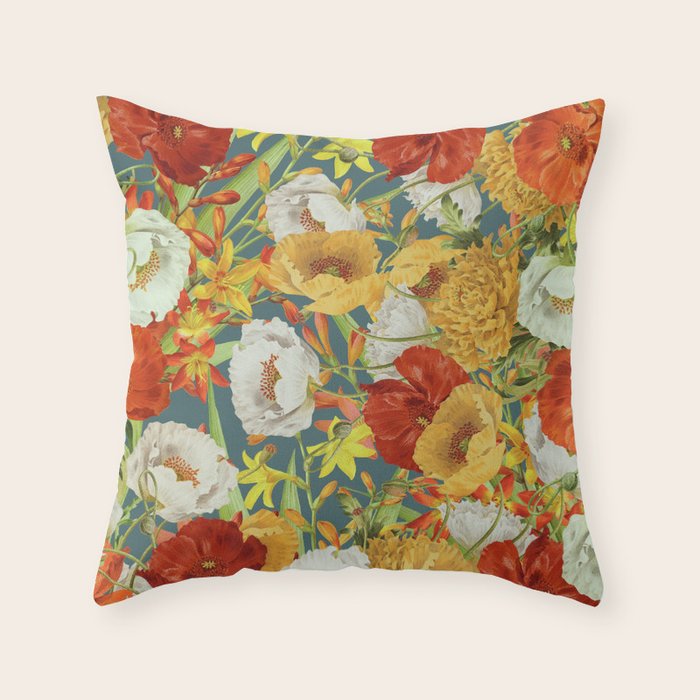 Vintage Poppy Floral Throw Pillow Gallery Image 6
