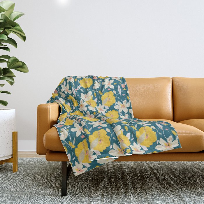 tropical hibiscus Throw Blanket Gallery Image 1