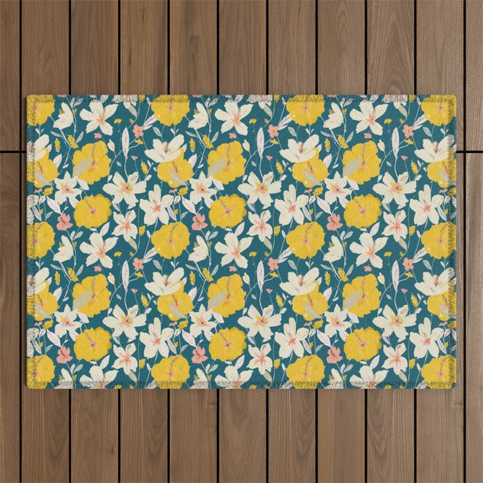 tropical hibiscus Outdoor Rug Gallery Image 1