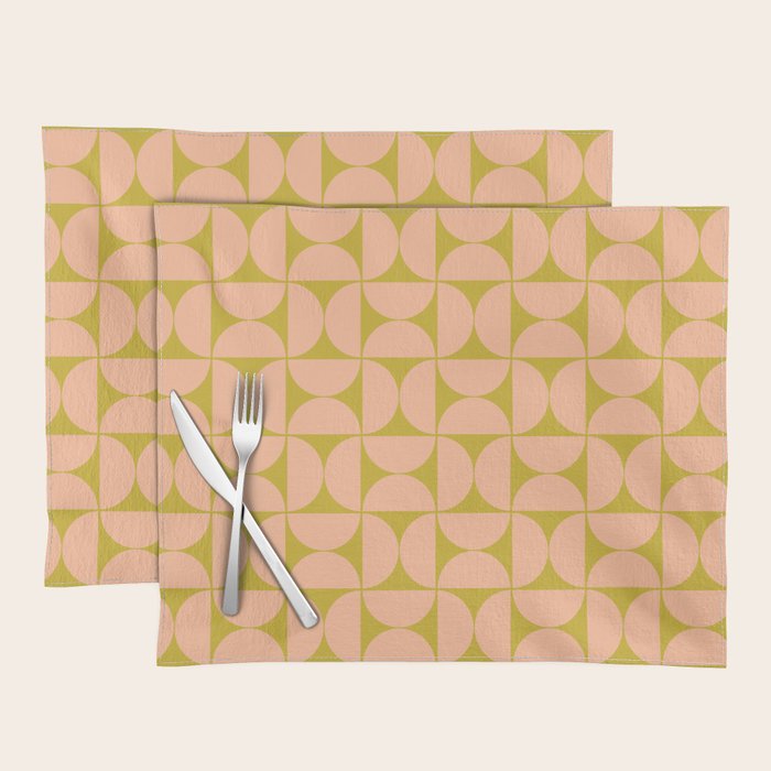 Mid-Century Modern Pattern No.59 Mini - Mango Mint and Peach Fuzz Placemat Gallery Image 1