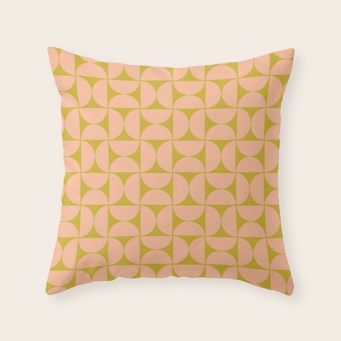 Mid-Century Modern Pattern No.59 Mini - Mango Mint and Peach Fuzz Throw Pillow Gallery Image 1