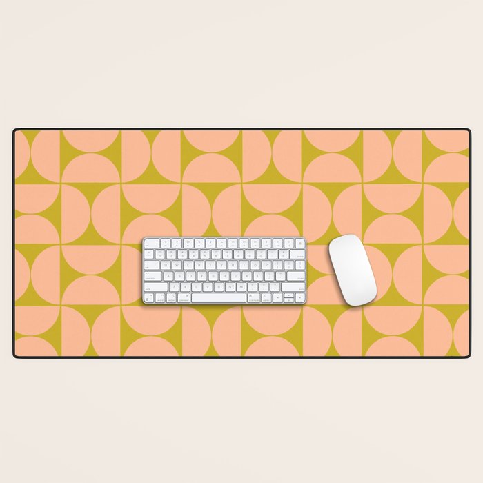 Mid-Century Modern Pattern No.59 Mini - Mango Mint and Peach Fuzz Desk Mat Gallery Image 1