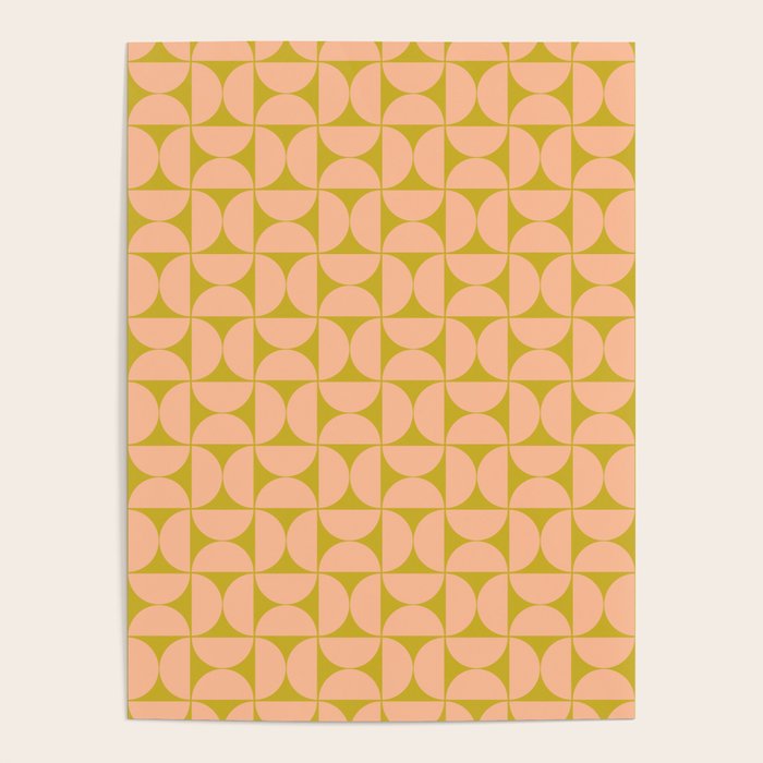 Mid-Century Modern Pattern No.59 Mini - Mango Mint and Peach Fuzz Poster Gallery Image 1