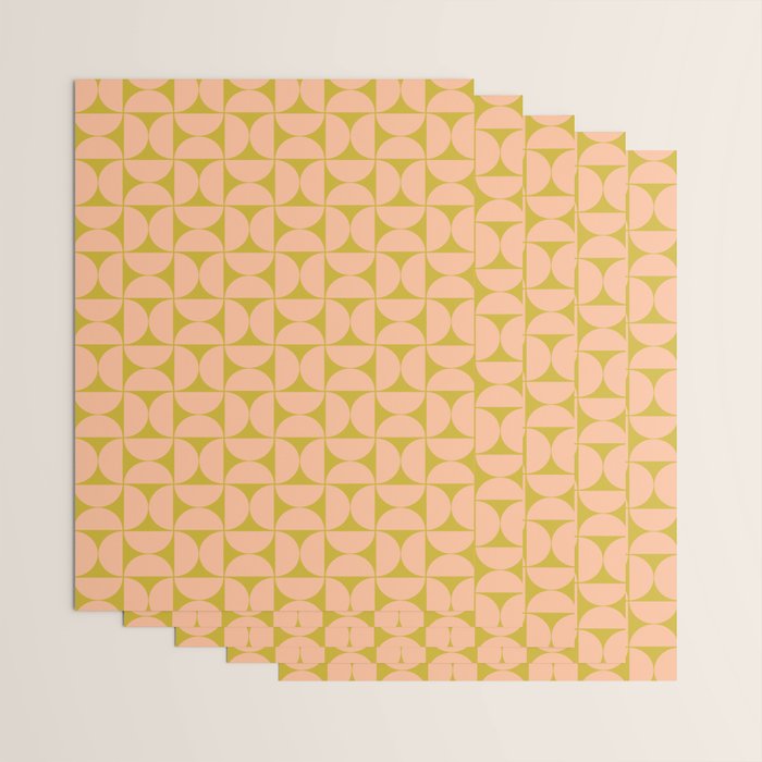 Mid-Century Modern Pattern No.59 Mini - Mango Mint and Peach Fuzz Wrapping Paper Gallery Image 3