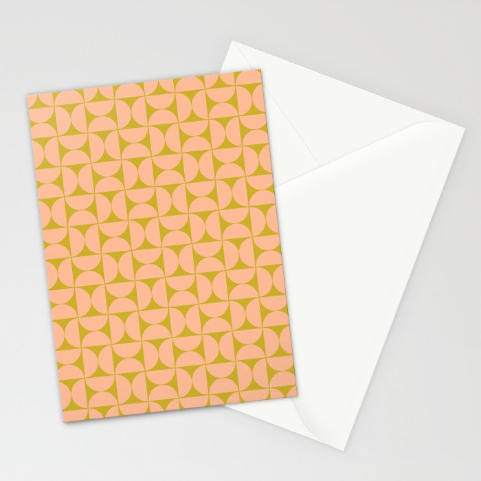 Mid-Century Modern Pattern No.59 Mini - Mango Mint and Peach Fuzz Stationery Card Gallery Image 2