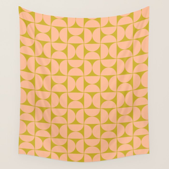 Mid-Century Modern Pattern No.59 Mini - Mango Mint and Peach Fuzz Wall Tapestry Gallery Image 4