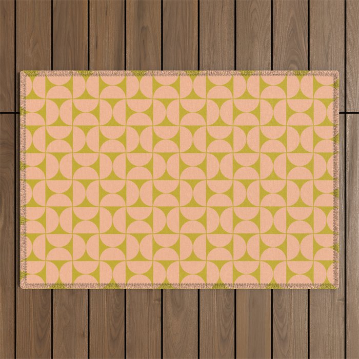 Mid-Century Modern Pattern No.59 Mini - Mango Mint and Peach Fuzz Outdoor Rug Gallery Image 1