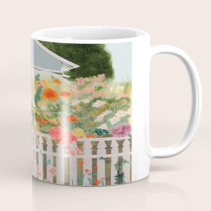 A Postcard From Cozy  - mixed media Garden Illustration  Coffee Mug Gallery Image 1