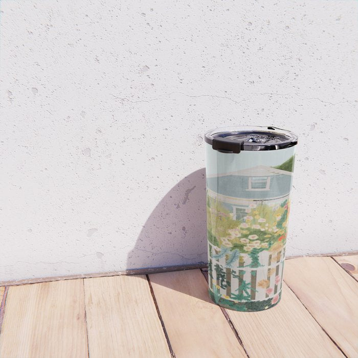 A Postcard From Cozy  - mixed media Garden Illustration  Travel Mug Gallery Image 4