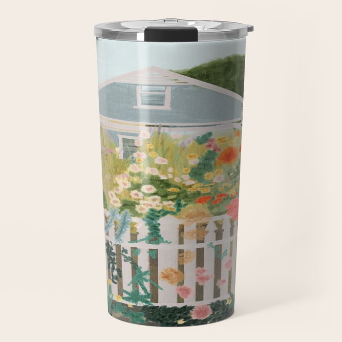 A Postcard From Cozy  - mixed media Garden Illustration  Travel Mug Gallery Image 1