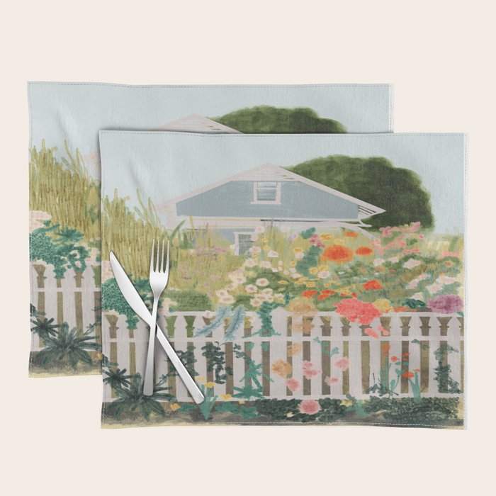 A Postcard From Cozy  - mixed media Garden Illustration  Placemat Gallery Image 1