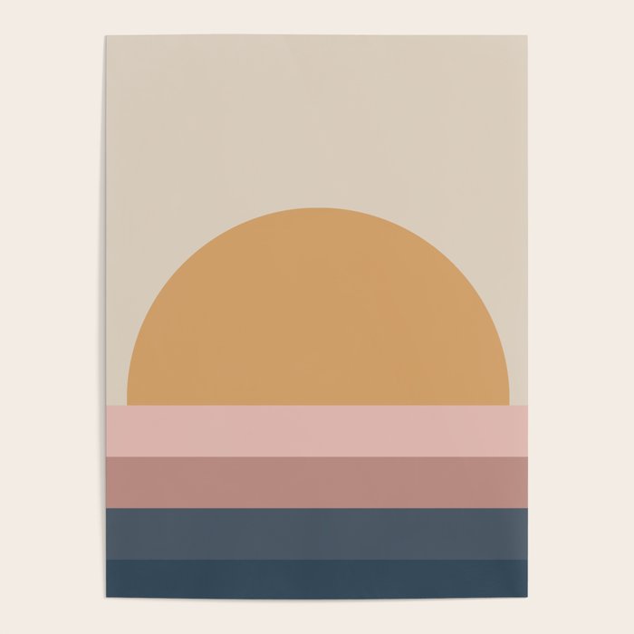 Minimal Retro Sunset - Earthy Neutral Poster Gallery Image 1