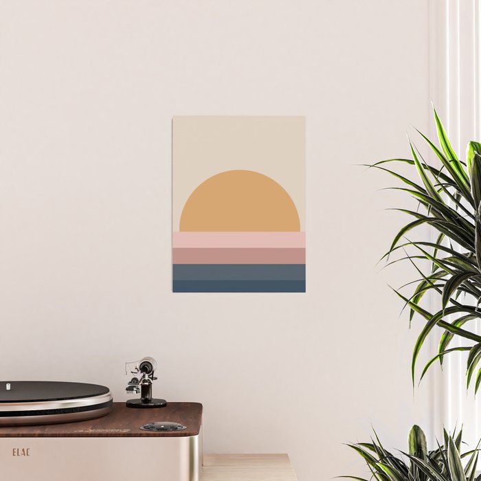 Minimal Retro Sunset - Earthy Neutral Poster Gallery Image 2
