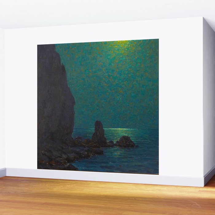 Granville Redmond Catalina Island Coast Under a Moonlit Sky Oil Painting Vintage American Art Wall Mural Gallery Image 2