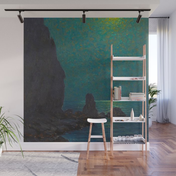 Granville Redmond Catalina Island Coast Under a Moonlit Sky Oil Painting Vintage American Art Wall Mural Gallery Image 1