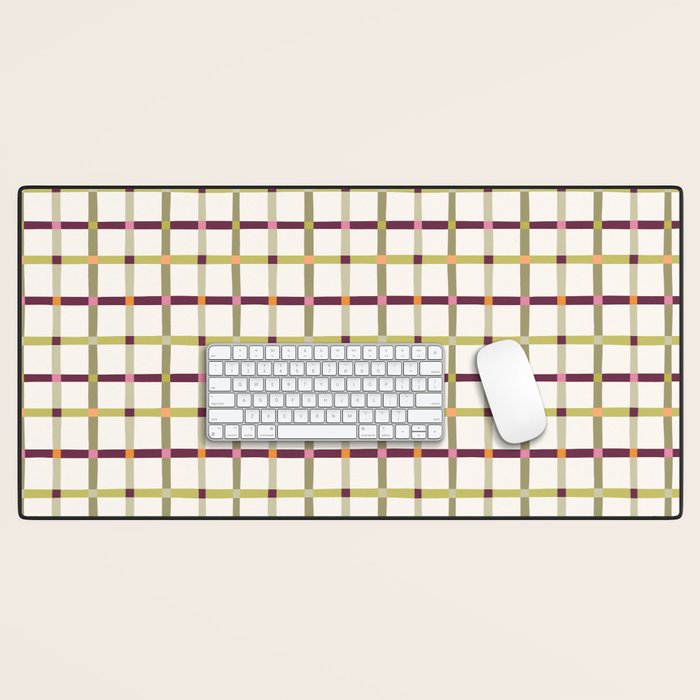 Windowpane Plaid - Olive Green and Burgundy Desk Mat Gallery Image 1