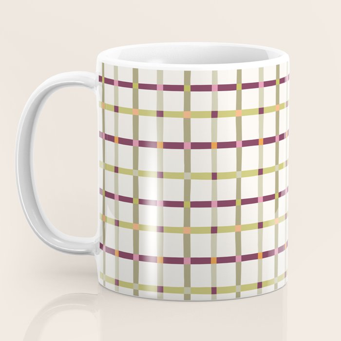 Windowpane Plaid - Olive Green and Burgundy Coffee Mug Gallery Image 3