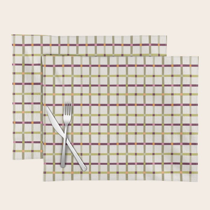 Windowpane Plaid - Olive Green and Burgundy Placemat Gallery Image 1