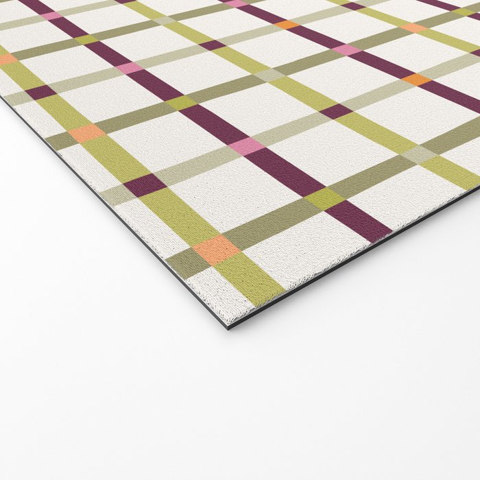 Windowpane Plaid - Olive Green and Burgundy Welcome Mat Gallery Image 2