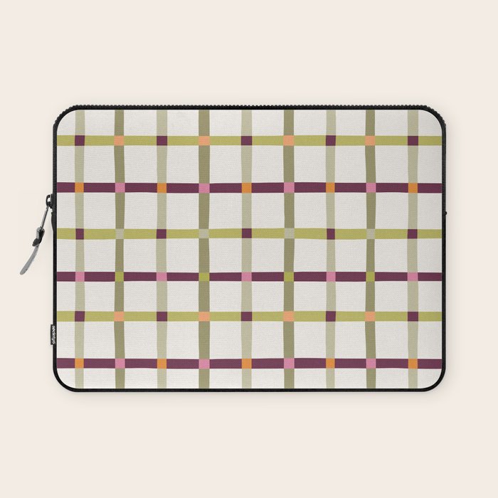 Windowpane Plaid - Olive Green and Burgundy Laptop Sleeve Gallery Image 1