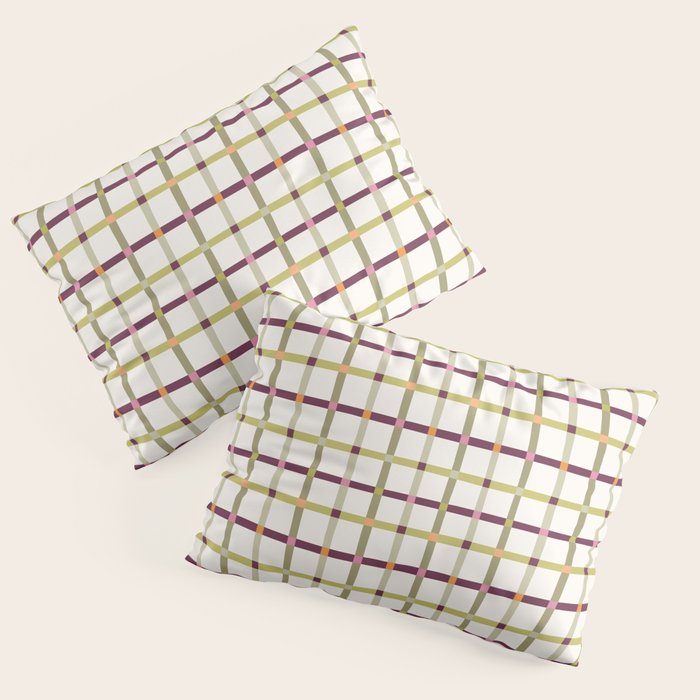 Windowpane Plaid - Olive Green and Burgundy Pillow Sham Gallery Image 1