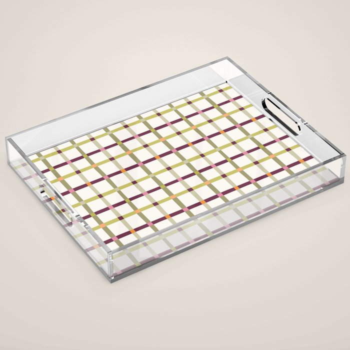 Windowpane Plaid - Olive Green and Burgundy Acrylic Tray Gallery Image 1
