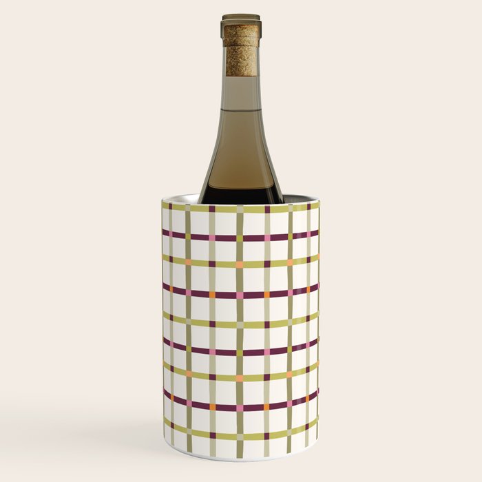 Windowpane Plaid - Olive Green and Burgundy Wine Chiller Gallery Image 2