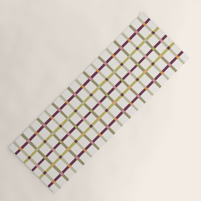 Windowpane Plaid - Olive Green and Burgundy Yoga Mat Gallery Image 1