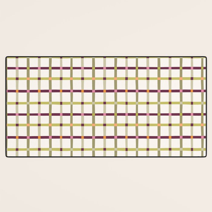 Windowpane Plaid - Olive Green and Burgundy Desk Mat Gallery Image 3