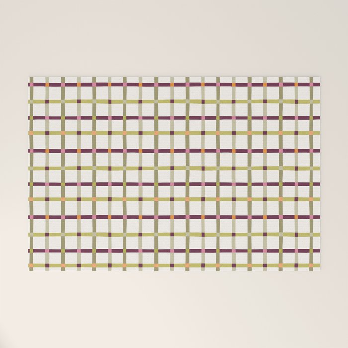Windowpane Plaid - Olive Green and Burgundy Welcome Mat Gallery Image 1