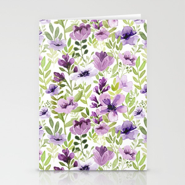 Watercolor/Ink Purple Floral Painting Stationery Card Gallery Image 2