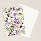 Watercolor/Ink Purple Floral Painting Stationery Card Gallery Image 2