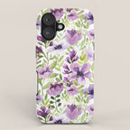 Watercolor/Ink Purple Floral Painting iPhone Case Gallery Image 1