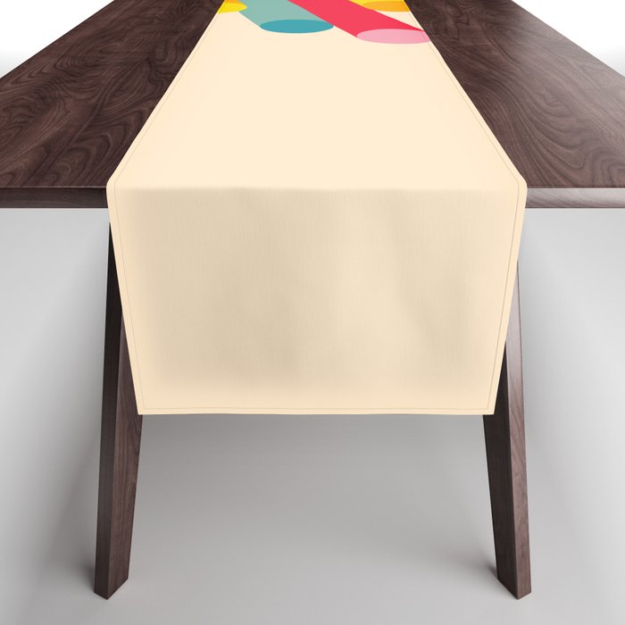 Retro Mid Century Beams | Bauhaus Geometric Pattern Table Runner Gallery Image 1