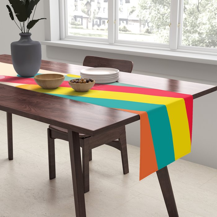 Retro Mid Century Beams | Bauhaus Geometric Pattern Table Runner Gallery Image 2