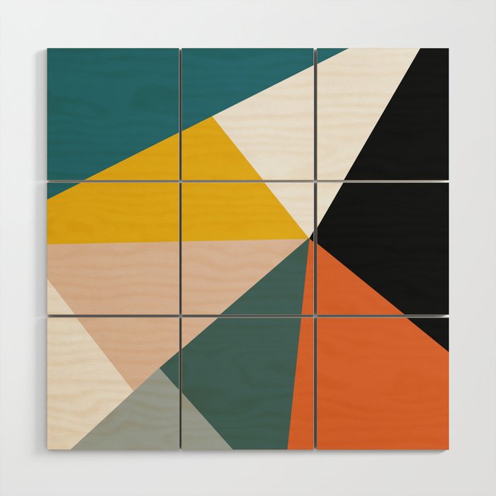 Triangles abstract colorful art Wood Wall Art Gallery Image 1