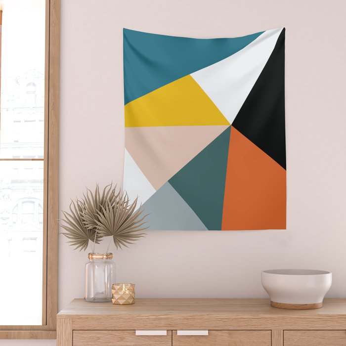 Triangles abstract colorful art Wall Tapestry Gallery Image 2