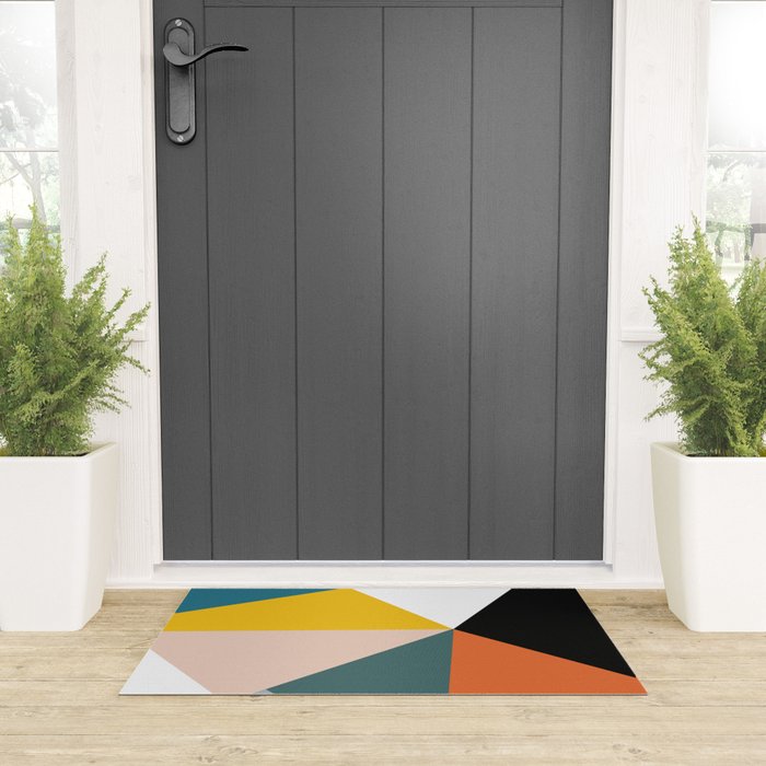 Triangles abstract colorful art Welcome Mat Gallery Image 3