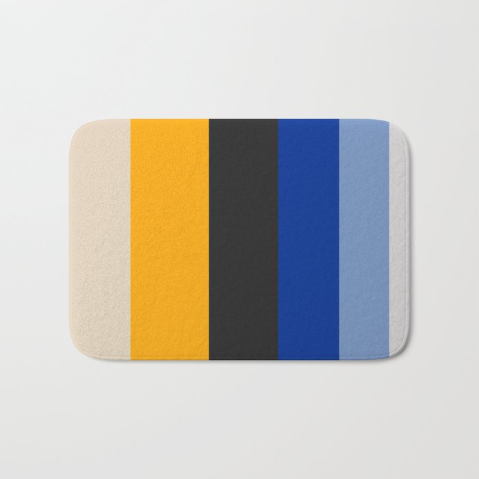 Complementary Blue & Yellow Colorful Geometric Pattern Bath Mat Gallery Image 1