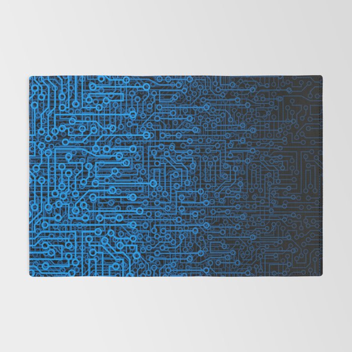 Reboot III BLUE Computer Circuit Board Pattern Rug Gallery Image 2