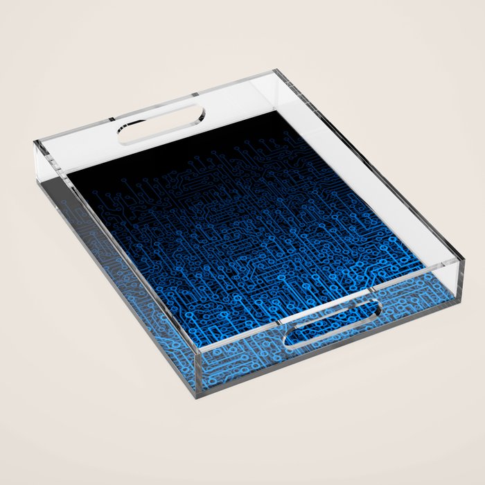 Reboot III BLUE Computer Circuit Board Pattern Acrylic Tray Gallery Image 1
