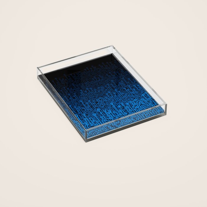 Reboot III BLUE Computer Circuit Board Pattern Acrylic Tray Gallery Image 2