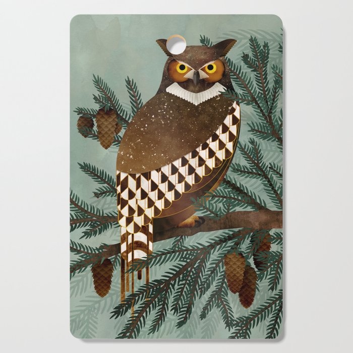 Horned Owl in the Pines Cutting Board Gallery Image 1