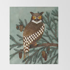 Horned Owl in the Pines Throw Blanket Gallery Image 2