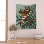 Horned Owl in the Pines Wall Tapestry Gallery Image 2