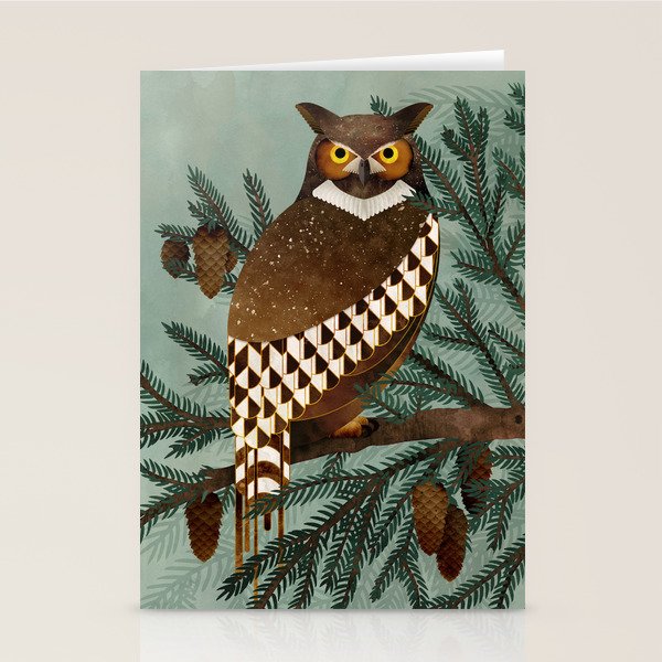 Horned Owl in the Pines Stationery Card Gallery Image 1