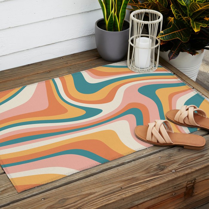 Abstract Wavy Stripes LXIII Outdoor Rug Gallery Image 2