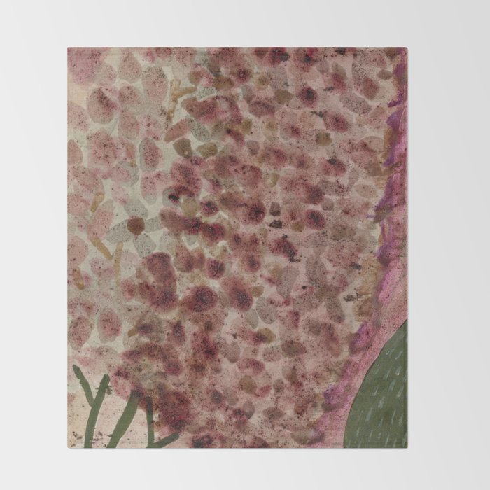 Garden Lilac Flower Painting in Purple & Peach Throw Blanket Gallery Image 2