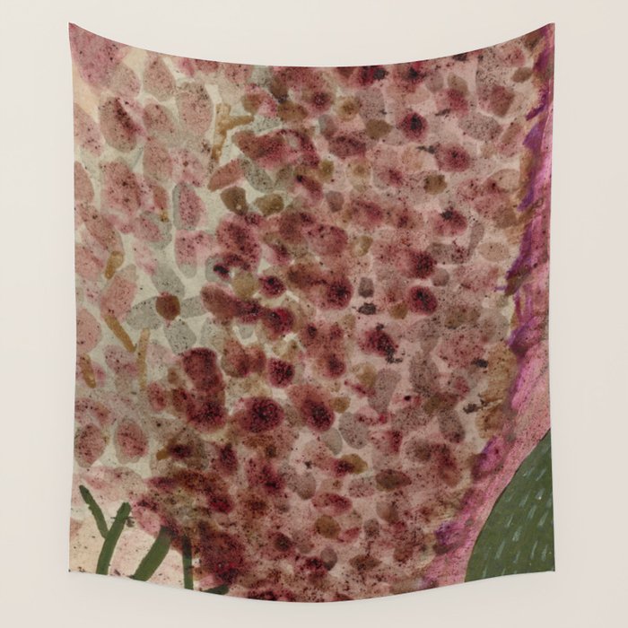 Garden Lilac Flower Painting in Purple & Peach Wall Tapestry Gallery Image 4