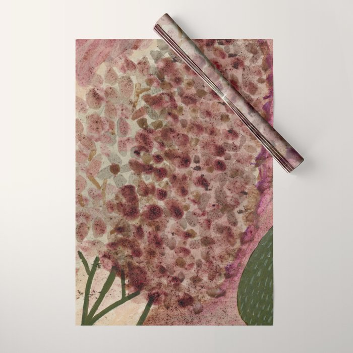 Garden Lilac Flower Painting in Purple & Peach Wrapping Paper Gallery Image 1